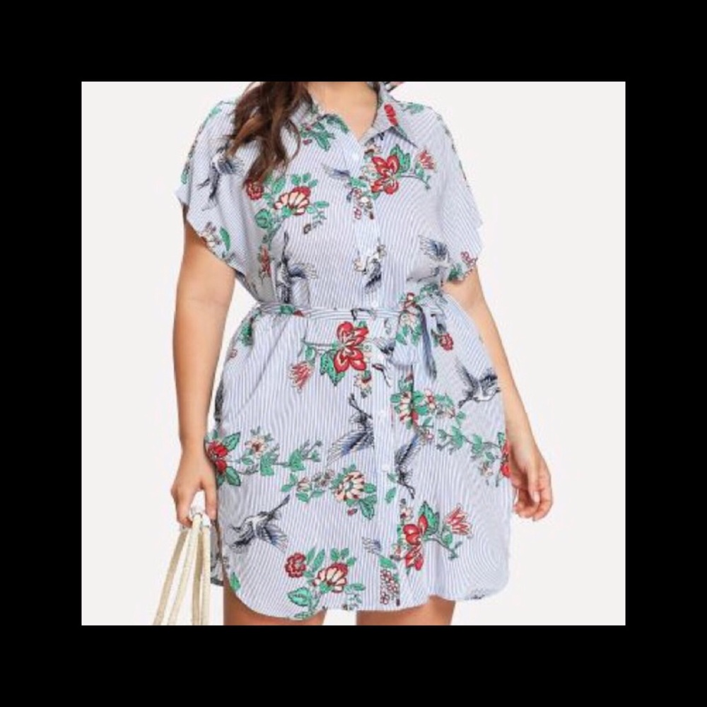 ➕Print Shirt Dress - Picture 6 of 7